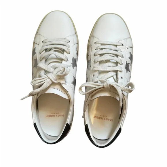 Saint Laurent Paris Court Classic Star Sneakers Leather Women’s Size 39.5 (8.5) - Picture 4 of 16
